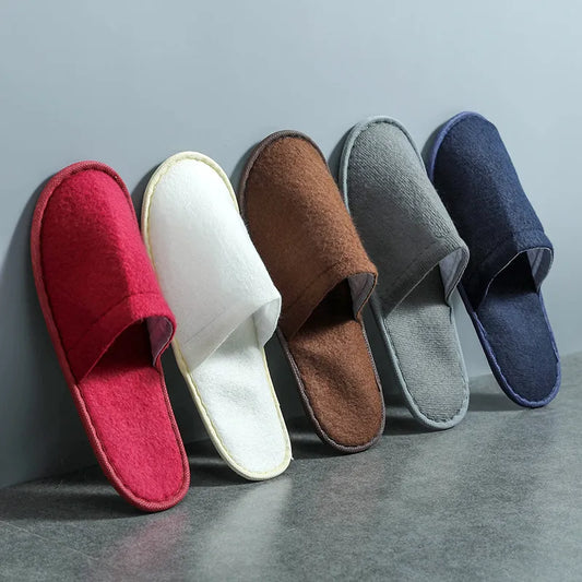 5 Pairs of Disposable Slippers for Hotel, Travel, and Home Use - Unisex Closed Toe Shoes for Guests, Parties, and Salons