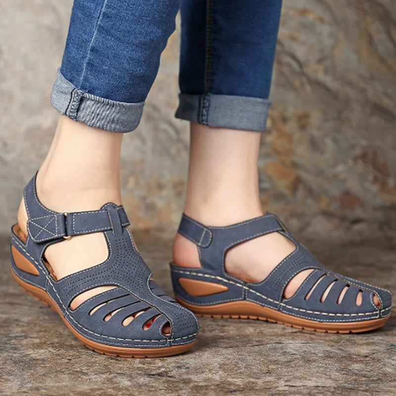 Women's Soft Summer Sandals - Stylish Low Heel Roman Footwear for Comfort and Elegance