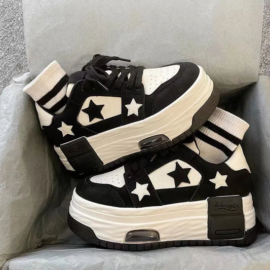 Women's Casual Sneakers - Star-Printed Skateboard Trainers in a Mix of Colors for Running, Tennis, and Outdoor Activities