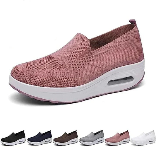 Women's Slip-On Mesh Sneakers: Lightweight Air Cushioned Tennis Shoes