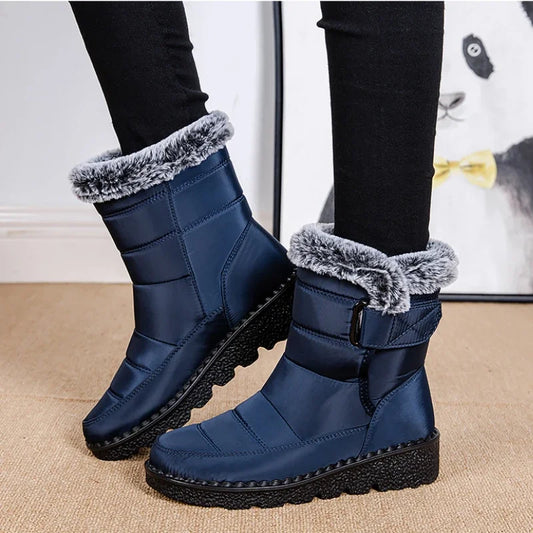 Waterproof Winter Boots - Women's Fur-Lined Platform Snow Boots - Warm & Cozy - Ideal for Couples - Stylish Ankle Boots