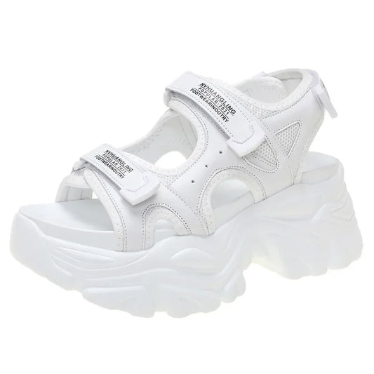 8cm Women's Platform Chunky Sandals - Comfortable Ins Casual Summer Shoes with Thick Soles in Beige and Black