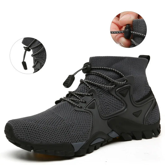 Men's High Top Walking Shoes - Breathable Mesh Boots for Summer - Comfortable Outdoor Mountaineering and Travel Sneakers