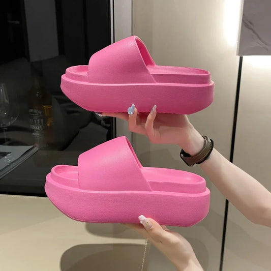 8cm Thick Sole EVA Slippers - Stylish Summer Platform Footwear for Women | Non-Slip Elevated Fashion Slippers