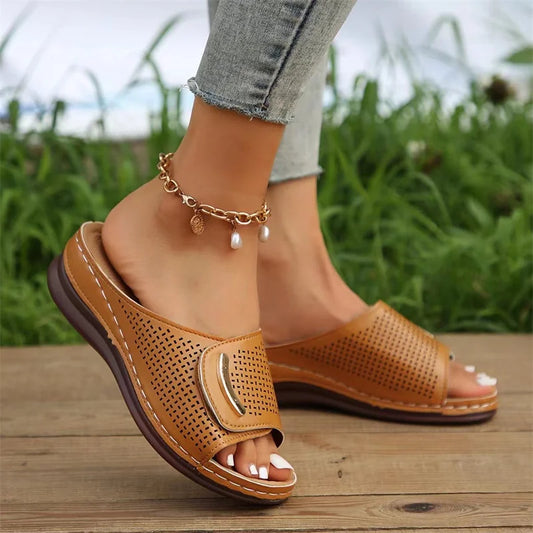 Women Hollow Out Wedge Slippers Women 2023 Summer Comfy Breathable Platform Sandals Woman Non Slip Flip Flops Plus Size 41 Mujer