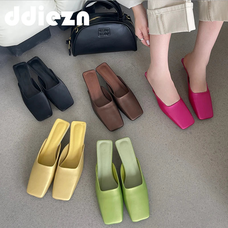 2024 Shoes For Pumps Footwear Silk Elegant Women Heeled Shoes Slingbacks Female Pointed Toe Fashion Ladies High Heels Mules