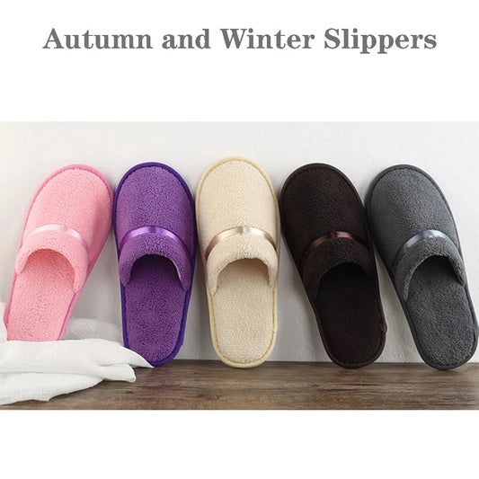 1 Pair Disposable Winter Slippers for Men and Women - Hotel and Home Non-slip Portable Travel Sandals made of Coral Fleece for Soft Warmth and Comfort